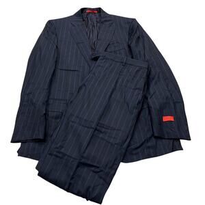 13-34 ISAIA Men's NWT Pin Stripe Suit Navy Size 50 8R